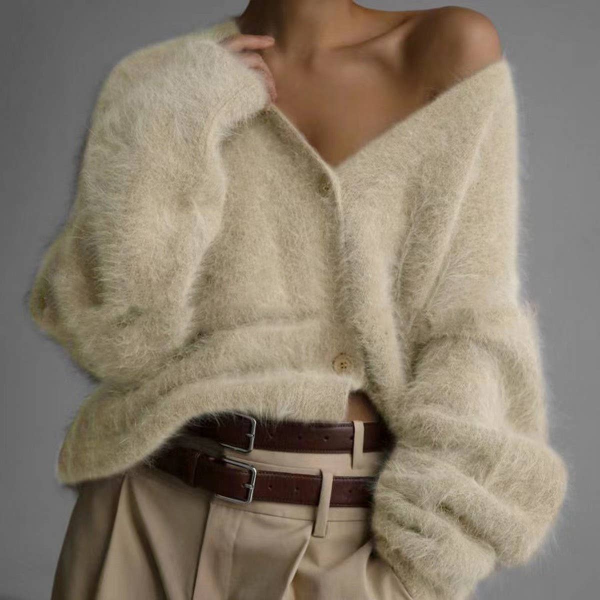Women's Cozy Faux Mink Cardigan Sweater