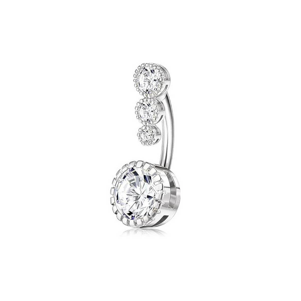 New Angel Wings CZ Belly Ring with Prong Setting