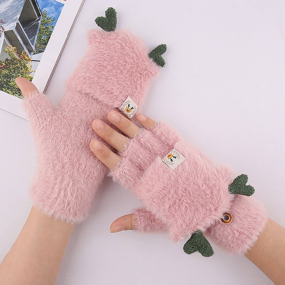 WINTER WOMEN'S HALF FINGER KNITTED THICK GLOVES_CWAG0246