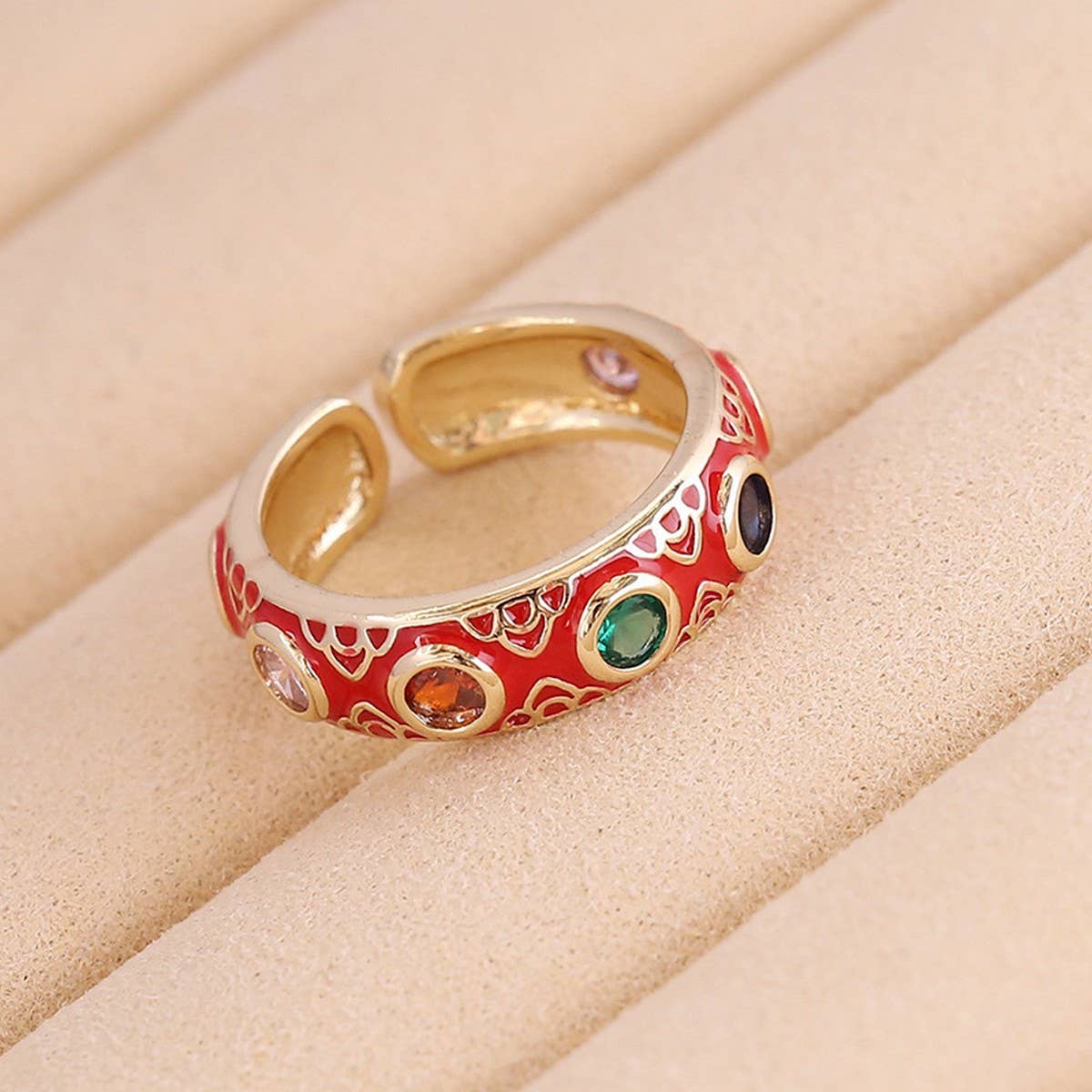 MULTICOLOR OIL DRIP OPEN PERSONALITY HIP HOP RING