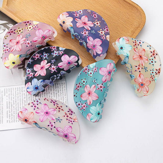 Acrylic printed hair clips fresh & cute grab clips_CWAHA1272