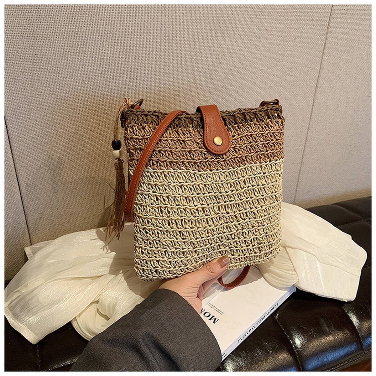 2024 NEW WOVEN STRIPED COMMUTER BAG_CWAB2304