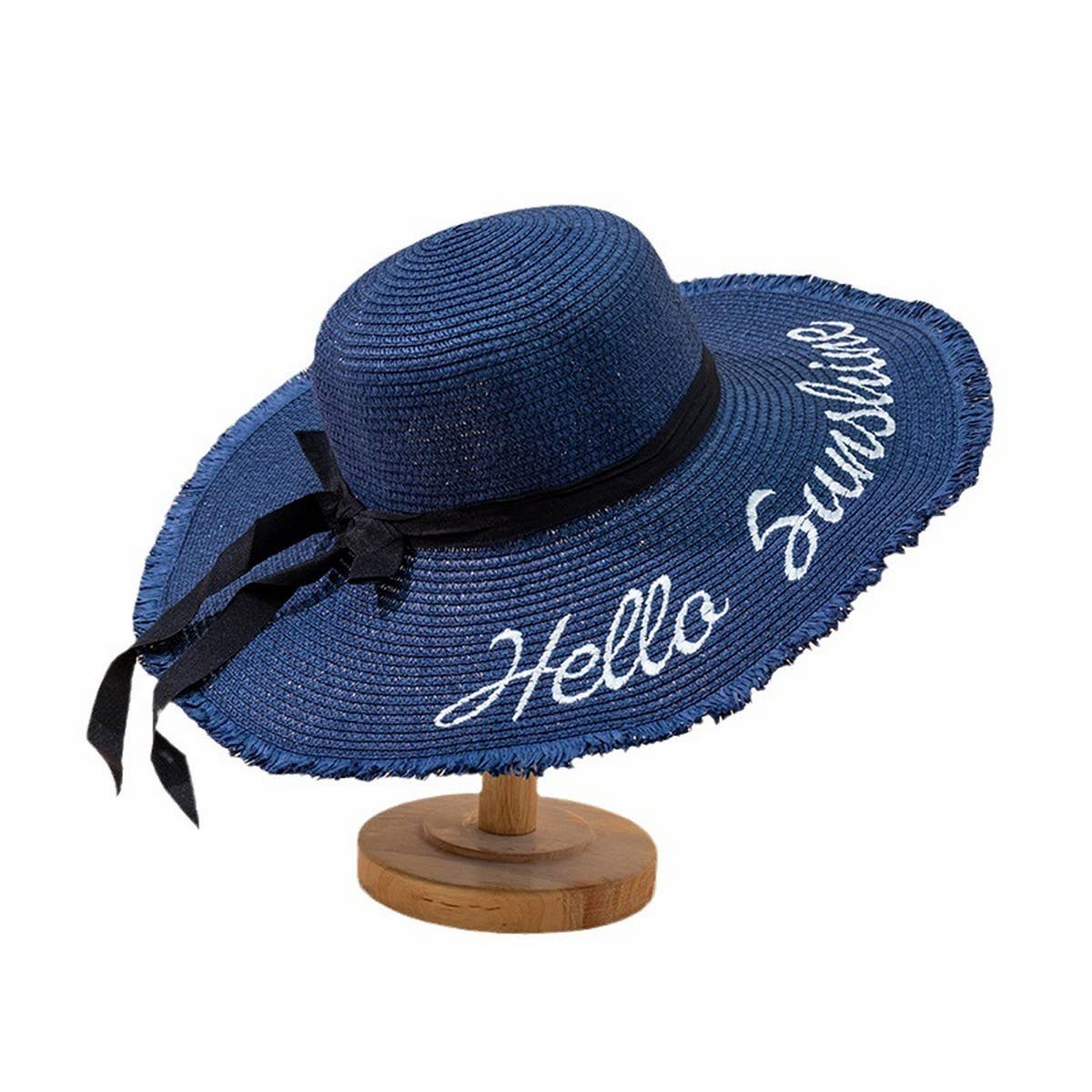 Small fresh large brim summer bow straw hat_CWAH3479