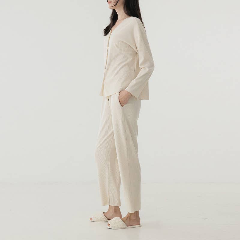 Single-breasted top wide-leg pants pajama set