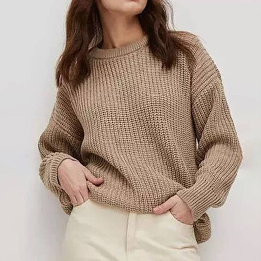 Large-size long-sleeved sweater with thick needles