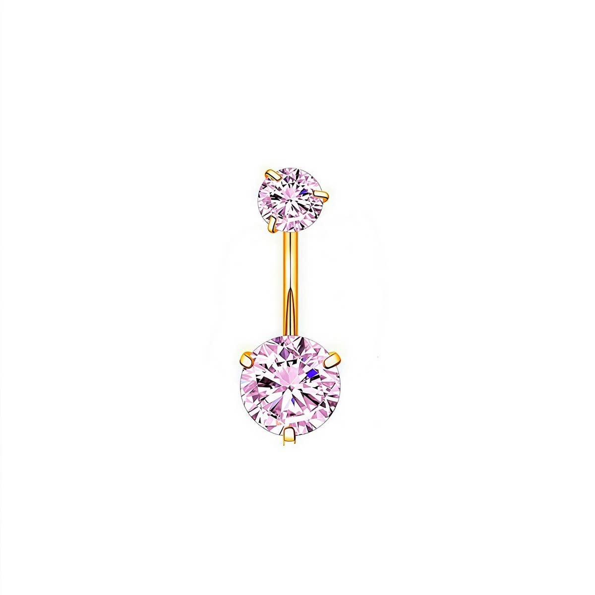Round CZ 3-Prong Stainless Steel Navel Ring