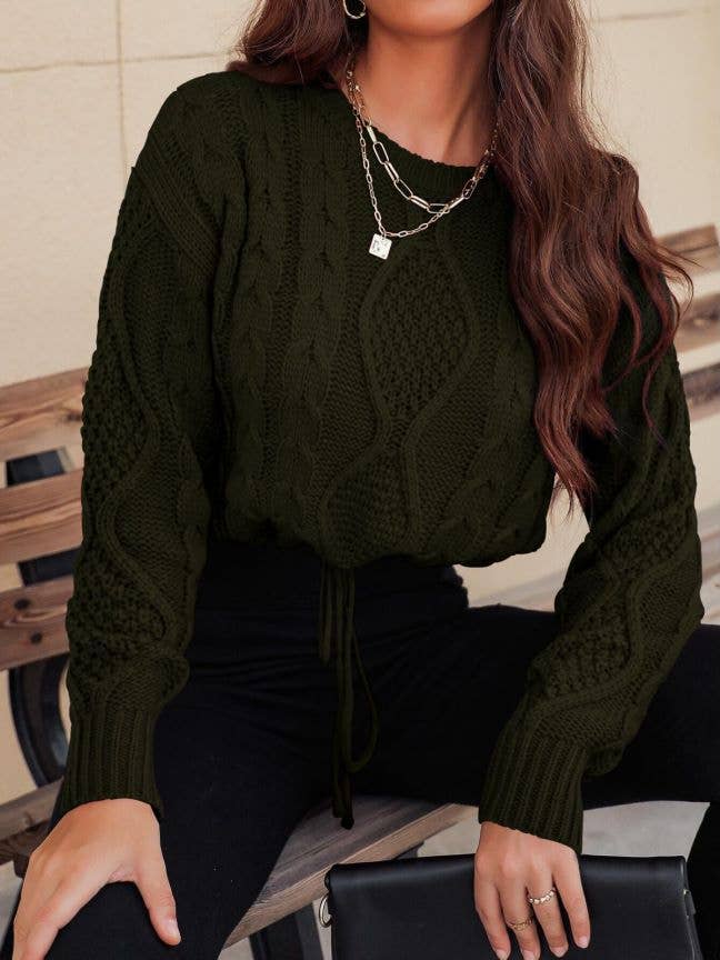 SOLID COLOR LOOSE CREW NECK SWEATER