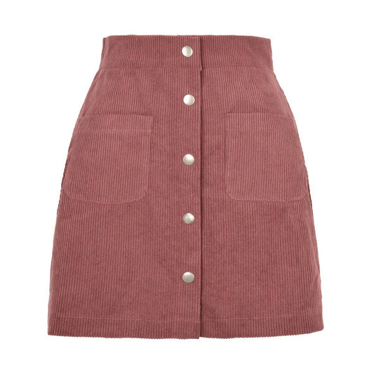 CORDUROY HIP-HUGGING SHORT SKIRT SOLID COLOR SKIRT_CWAB4803