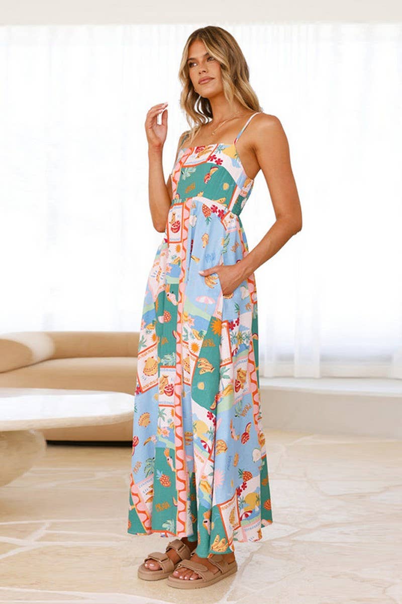CWDMD5150_VACATION STYLE PAINTED FLOWY MAXI DRESS
