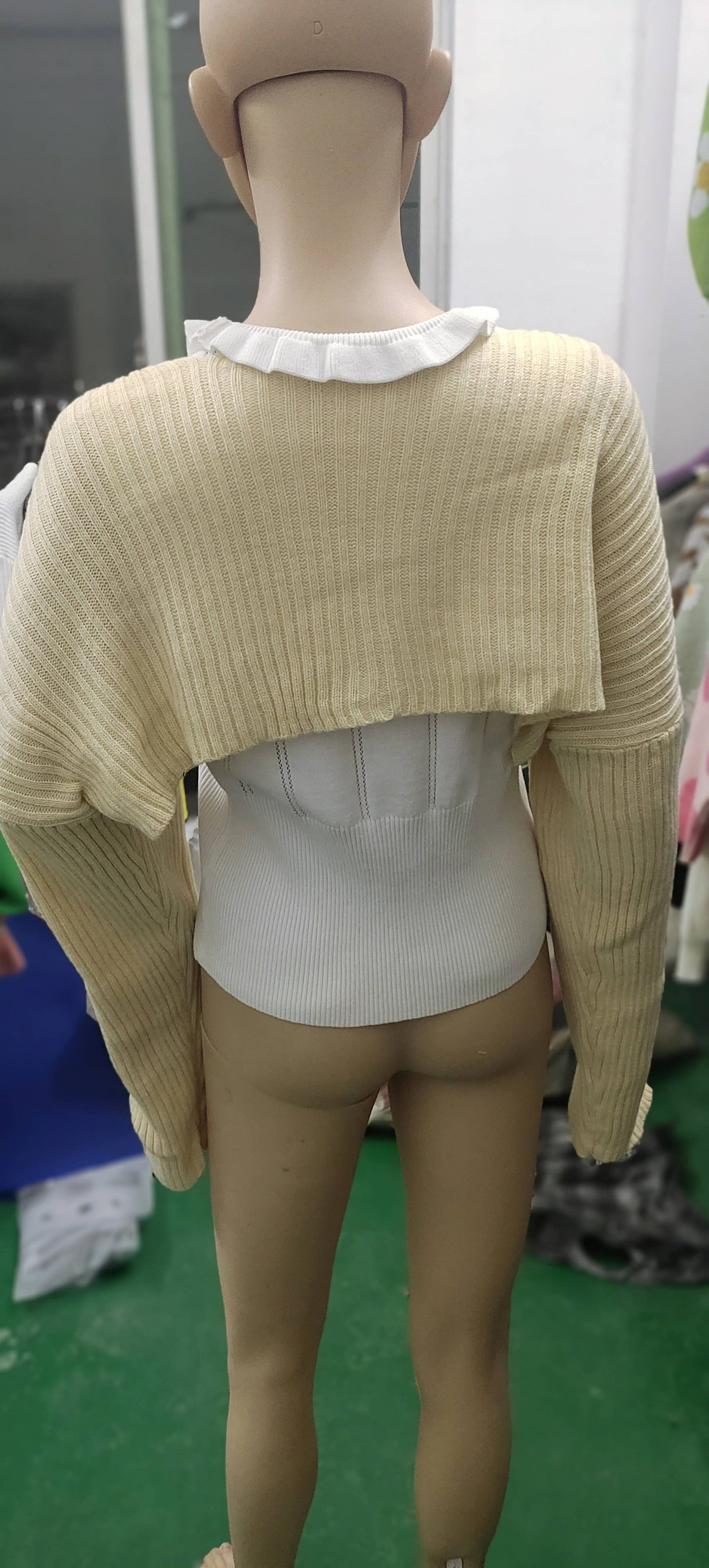 SEXY SOLID ULTRA SHORT LONG SLEEVE SWEATER JACKET