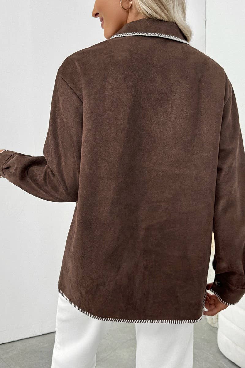 CWOJA00728_VINTAGE CONTRAST TRIM COLLARED SHIRT JACKET