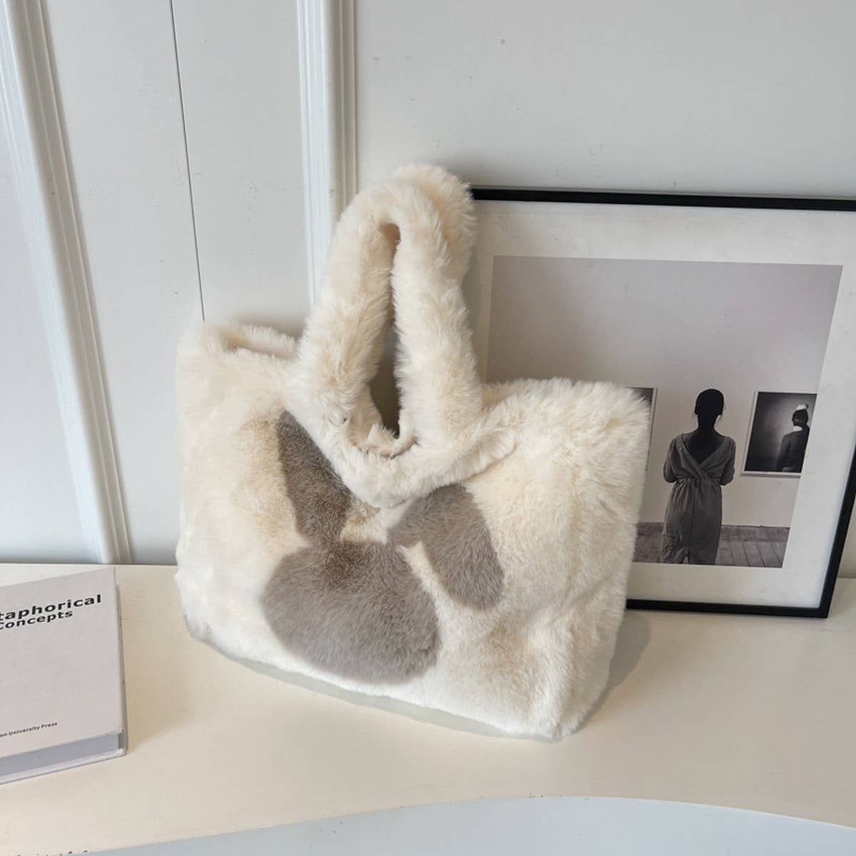 WINTER BIG EAR RABBIT HANDBAG SHOULDER PLUSH BAG_CWAB3949