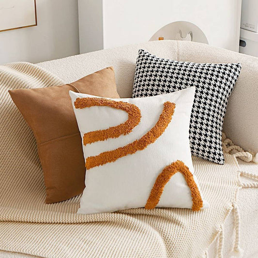 Houndstooth Sofa Pillow Cover Brown Vintage Luxury