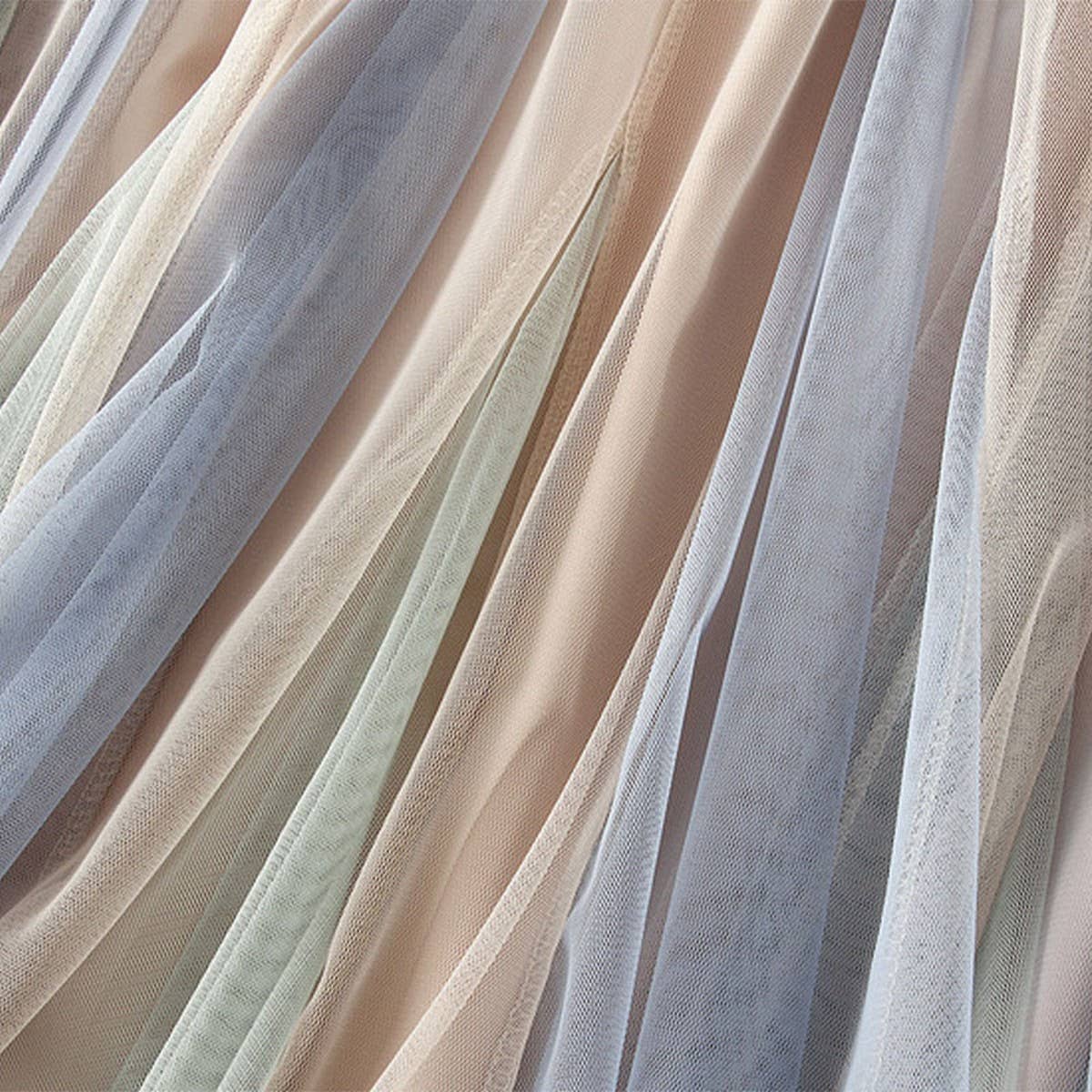 Layered Ombre Tulle Flared Maxi Skirt