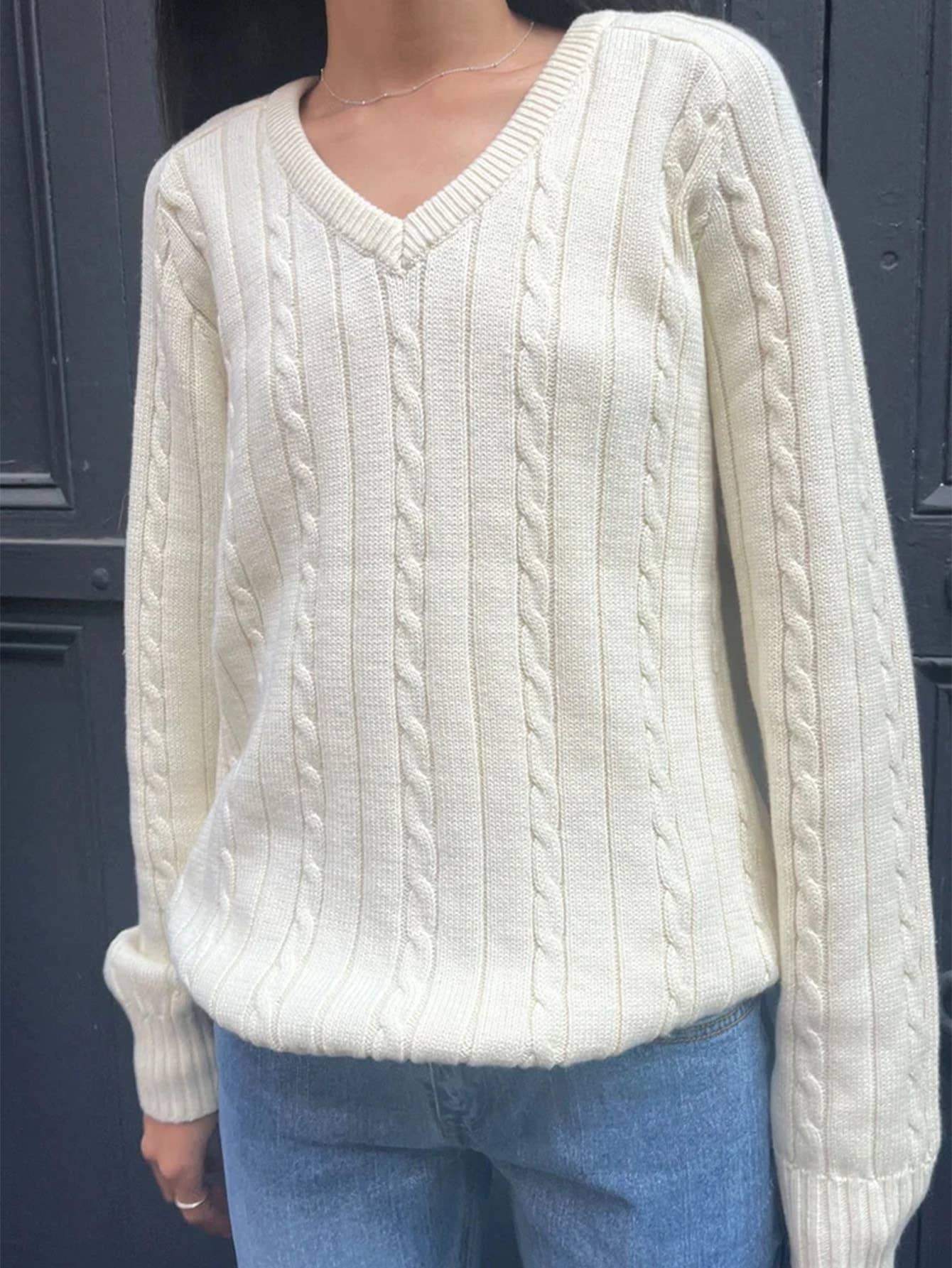 Fashionable casual solid-color knitted sweater