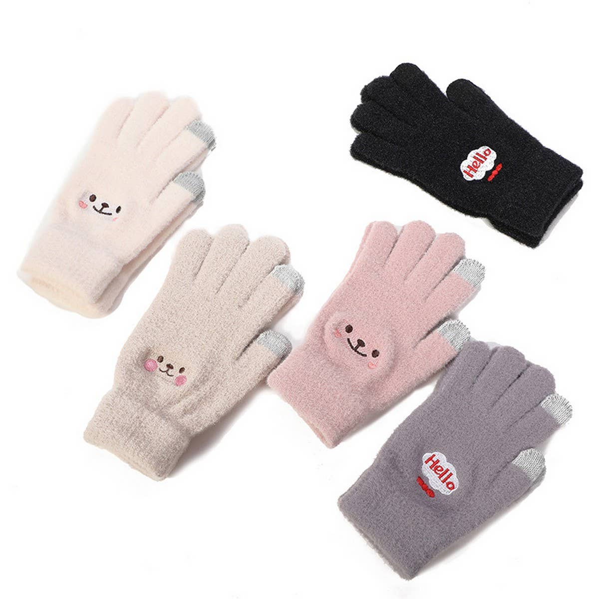 CARTOON MINK FUR SMILING FACE WITH VELVET GLOVES_CWAG0145