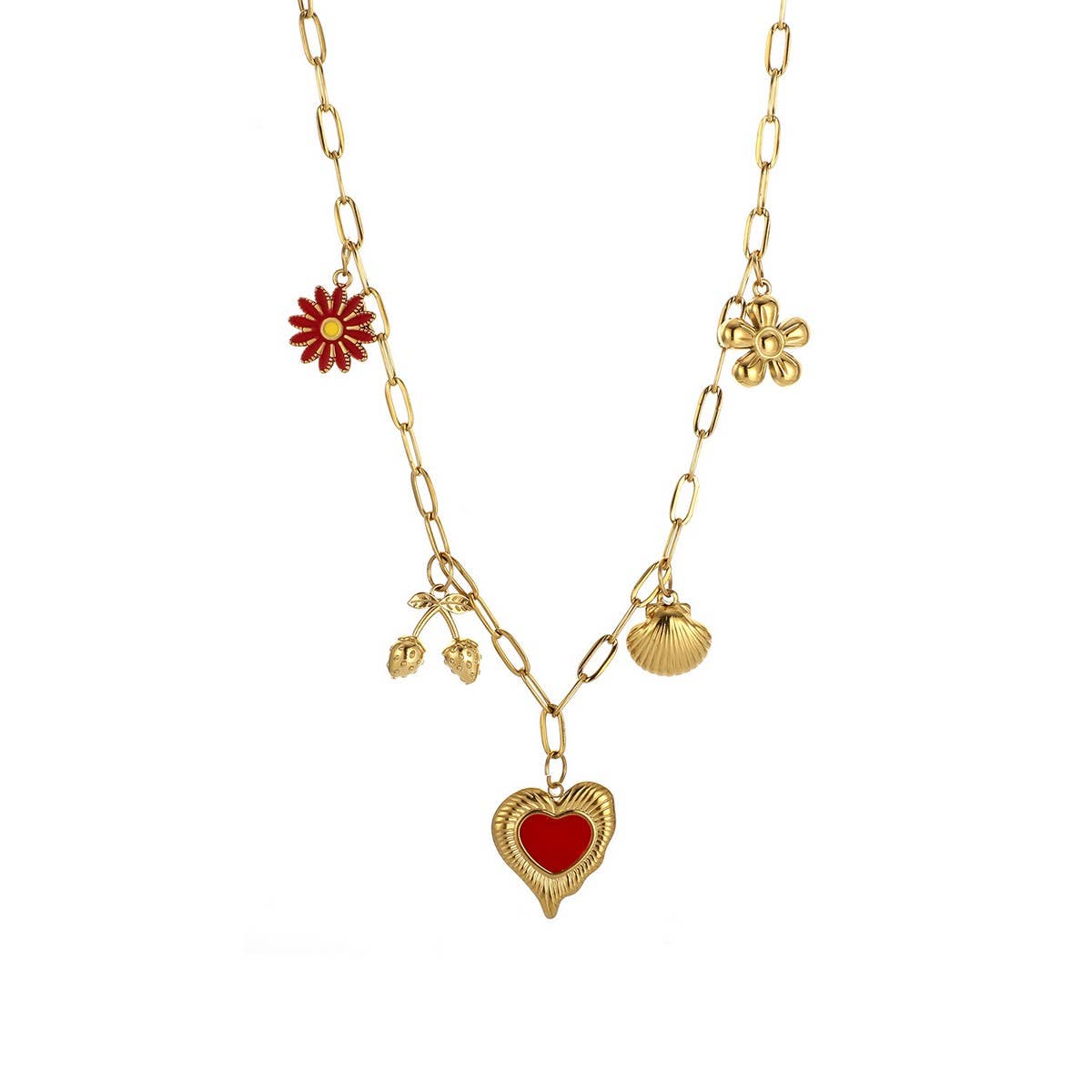 Fashion Steel Necklace with Crab & Heart Charm_CWMM8853