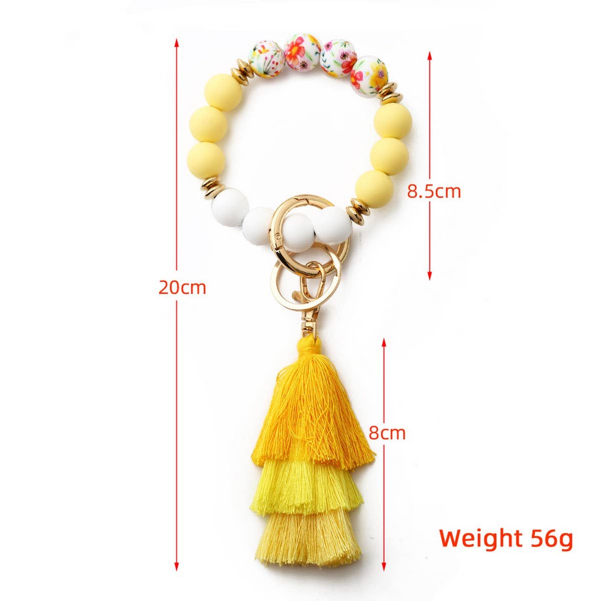 Bohemian Tassel Silicone Bead Bracelet with Prints_CWAB5019