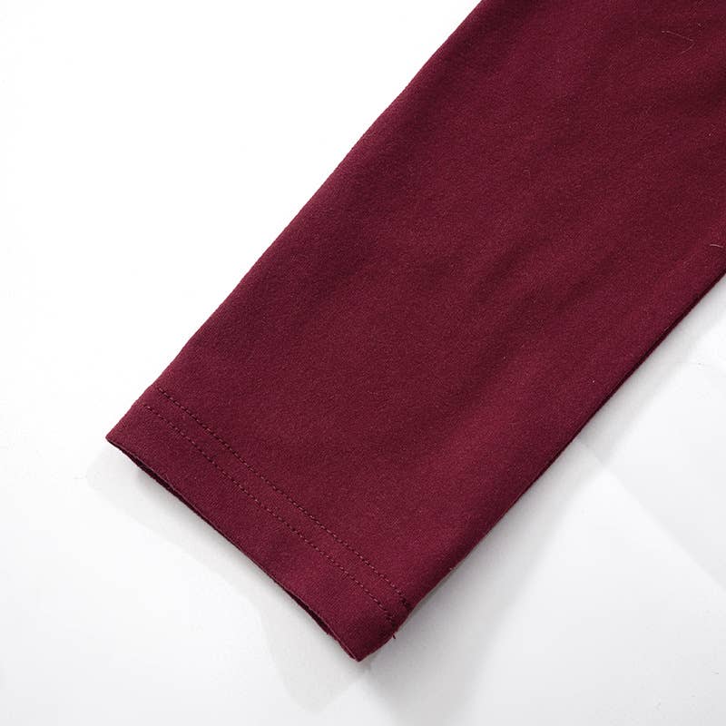 LINE NECK PLEATED SLIT SOLID COLOR T-SHIRT