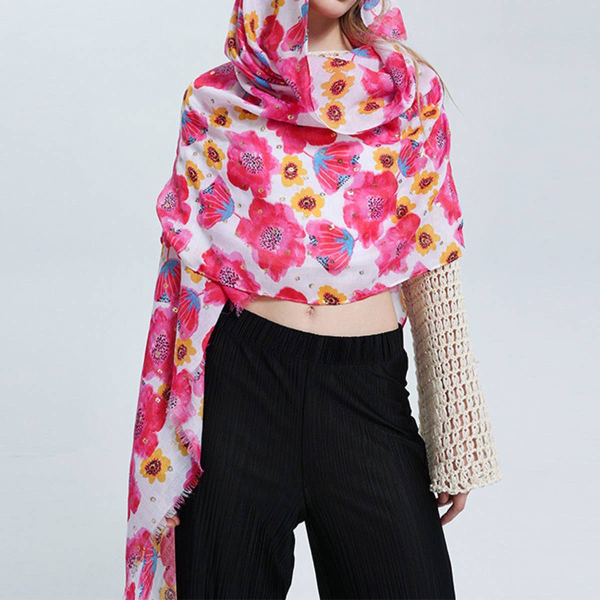 Satin Silk Scarf ? Colorful Sun Protection Shawl
