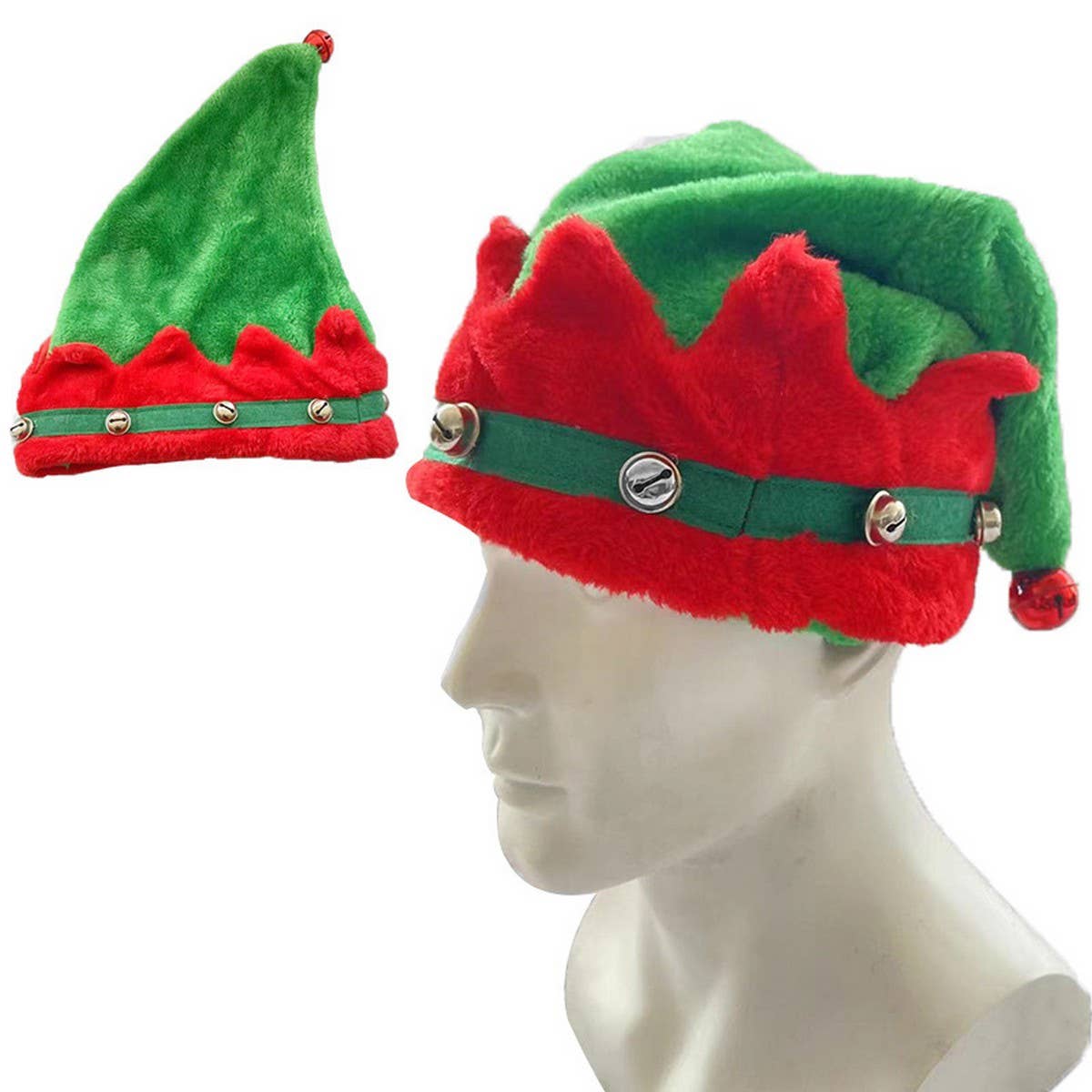 CWAH4084_RED SMURF BELL PARTY CARTOON SANTA HAT
