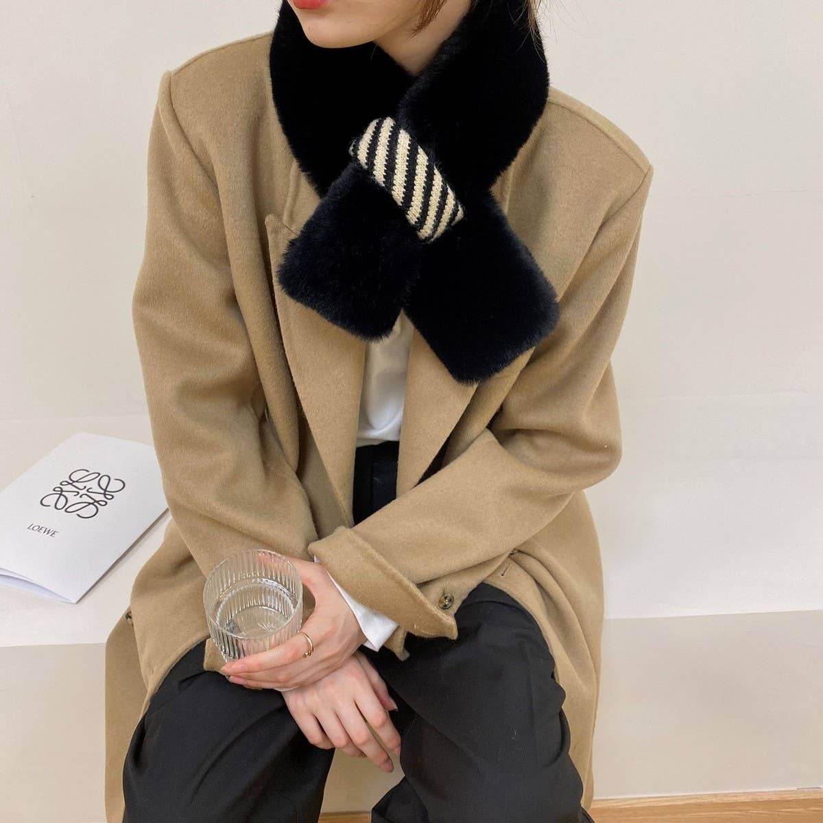 Winter new faux fur scarf women's warm collar