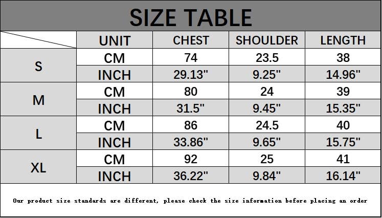 Solid color sleeveless umbilical I-shaped vest