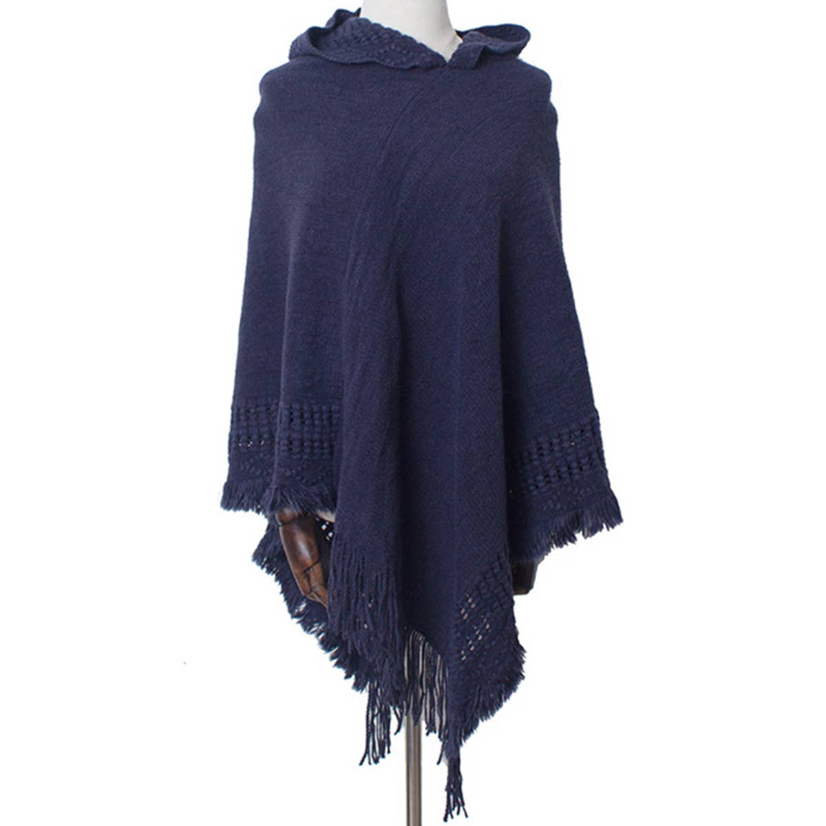 WOMEN SOFT PULLOVER PONCHO SWEATER CAPE WITH HOOD