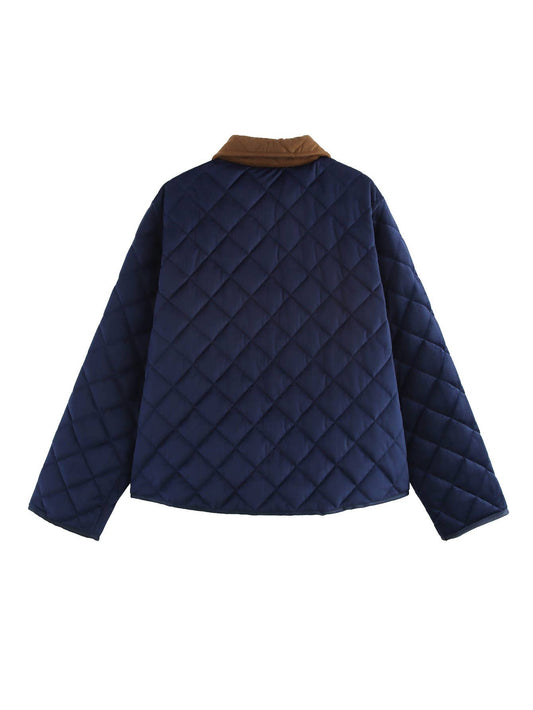 STYLISH QUILTED SUEDE COAT WITH MATCHING COLORS
