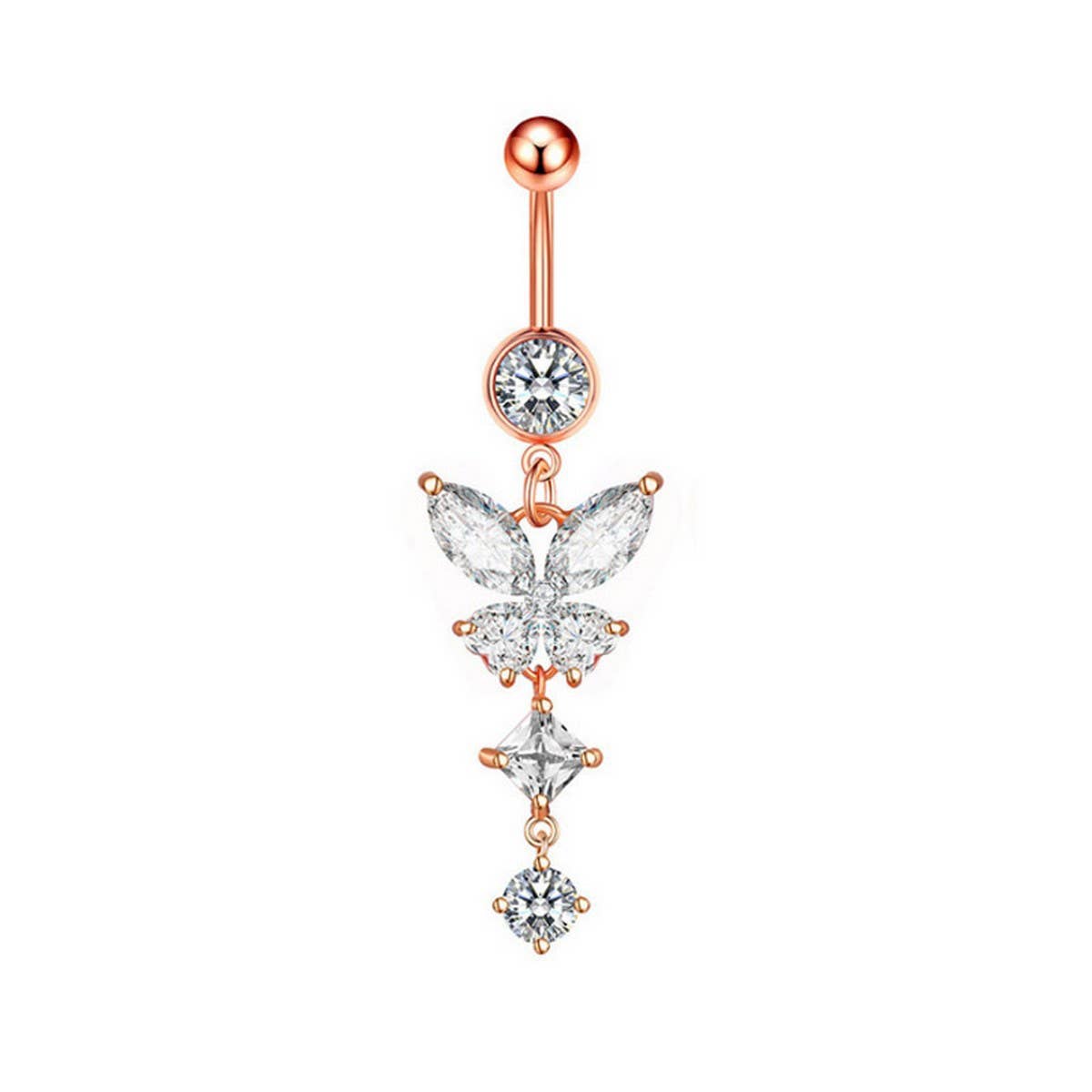 Butterfly Dangle Belly Button Ring Piercing_CWMM9453