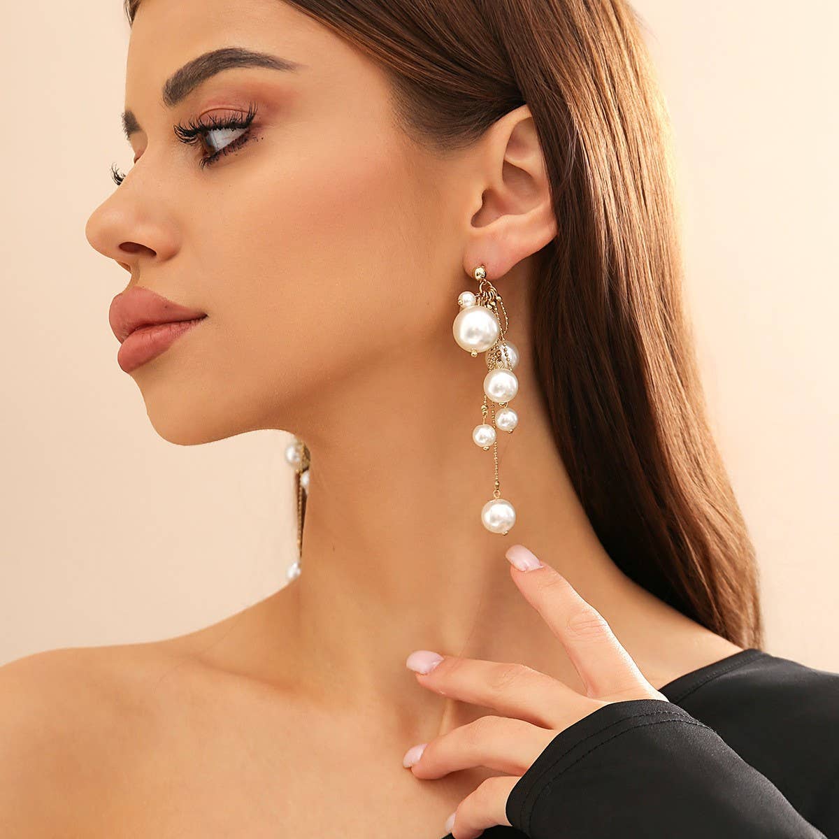 IMITATION PEARL TASSEL PENDANT EARRINGS