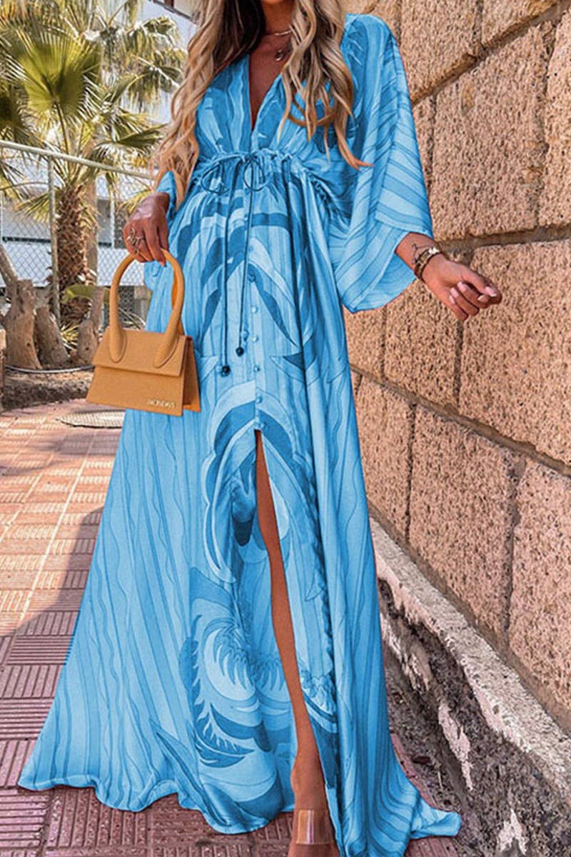 CWDMD5752_FASHIONABLE LOOSE LACE-UP ELEGANT SWING DRESS