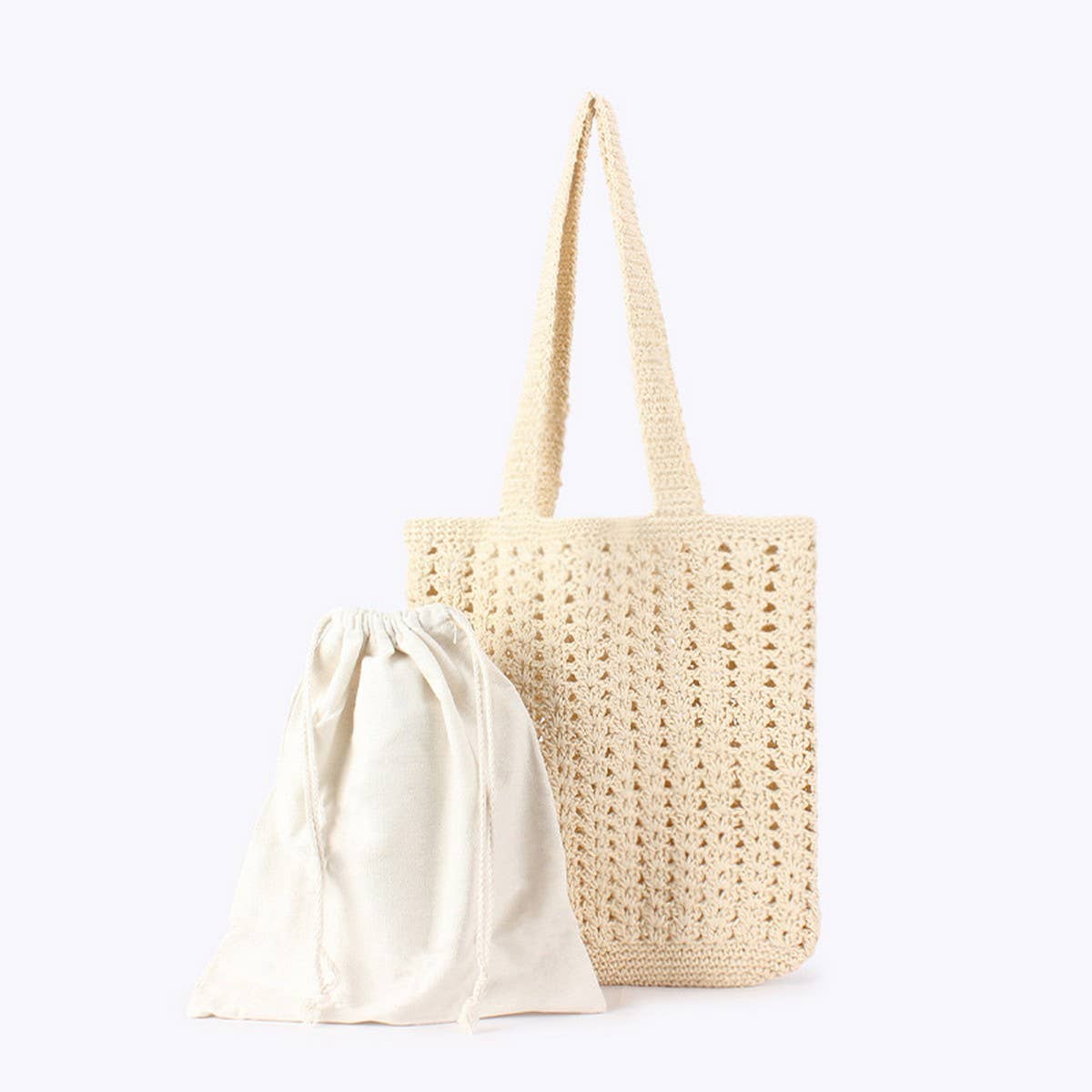 HOLLOW ONE-SHOULDER BAG BEACH BAGS TOTES WITH MESH_CWAB4664