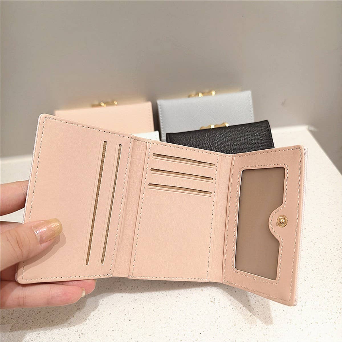 SOLID COLOR SMALL FRESH PENDANT SHORT WALLET_CWAB2565