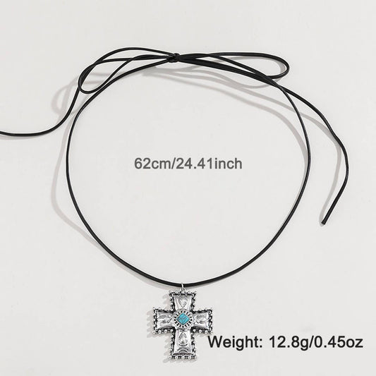 CAMEO VINTAGE CROSS DAISY PENDANT NECKLACE SET_CWAJE2910