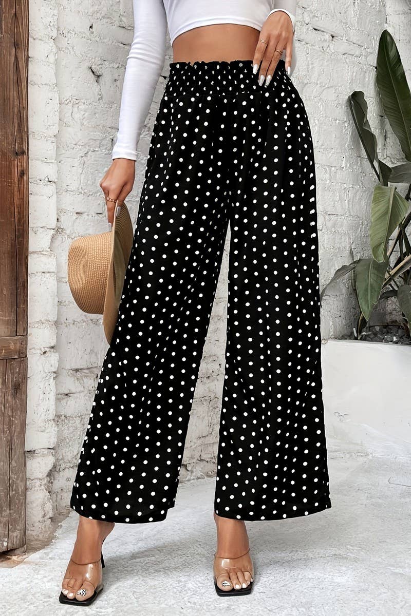 CWBLP2094_POLKA DOT HIGH WAIST WIDE LEG PANTS