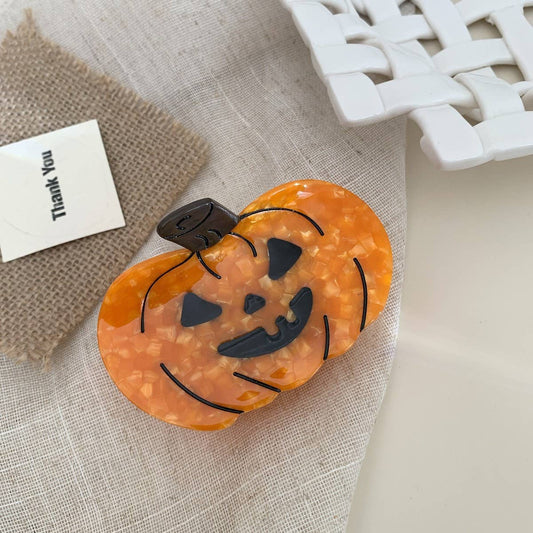 CWAHA07705_HALLOWEEN PUMPKIN GHOST CLAW HAIR CLIP