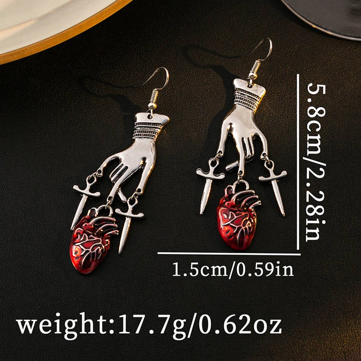 DARK STYLE PERSONALITY CLAW CROSS HEART EARRINGS