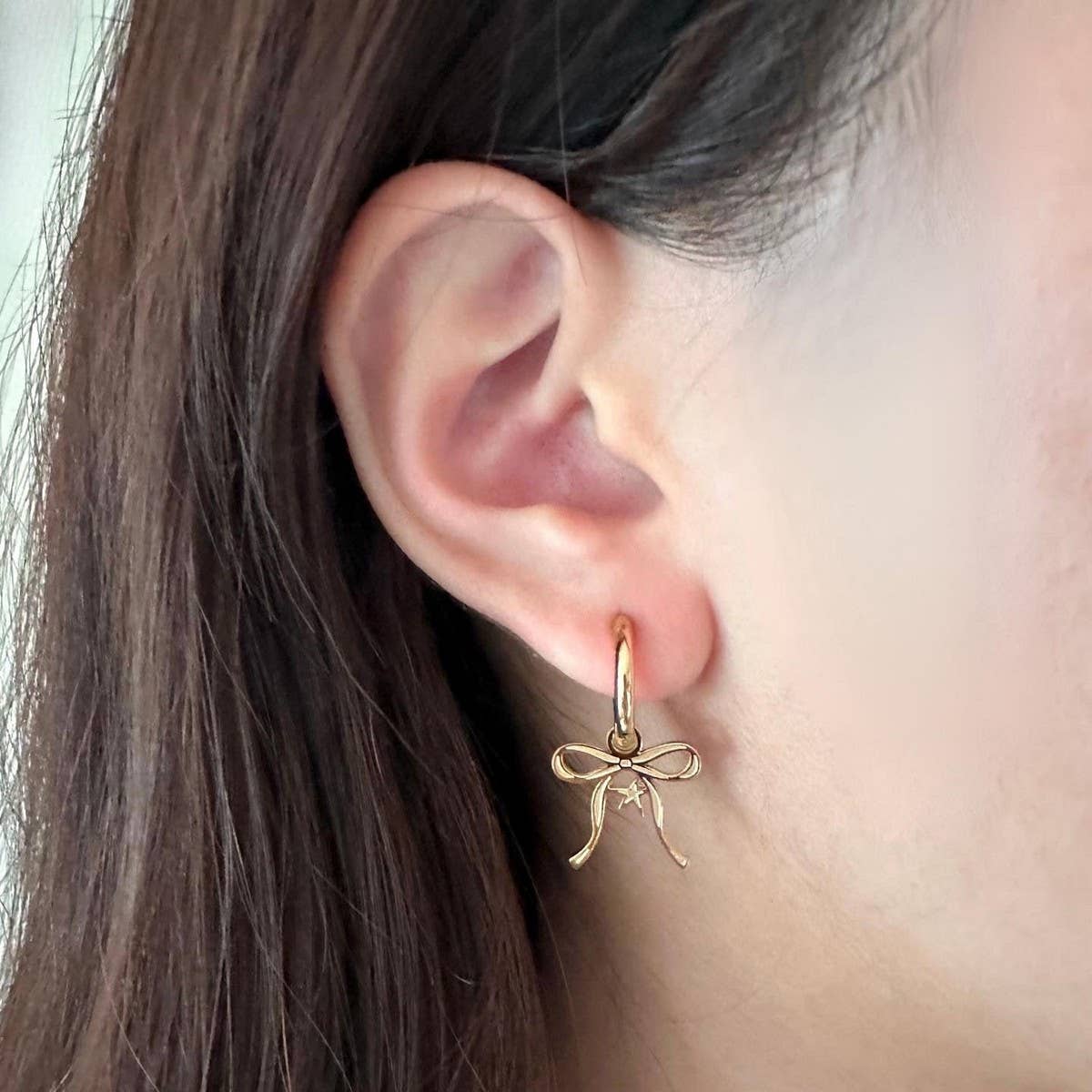 Double-Sided Oil Drip Star Bow Earrings