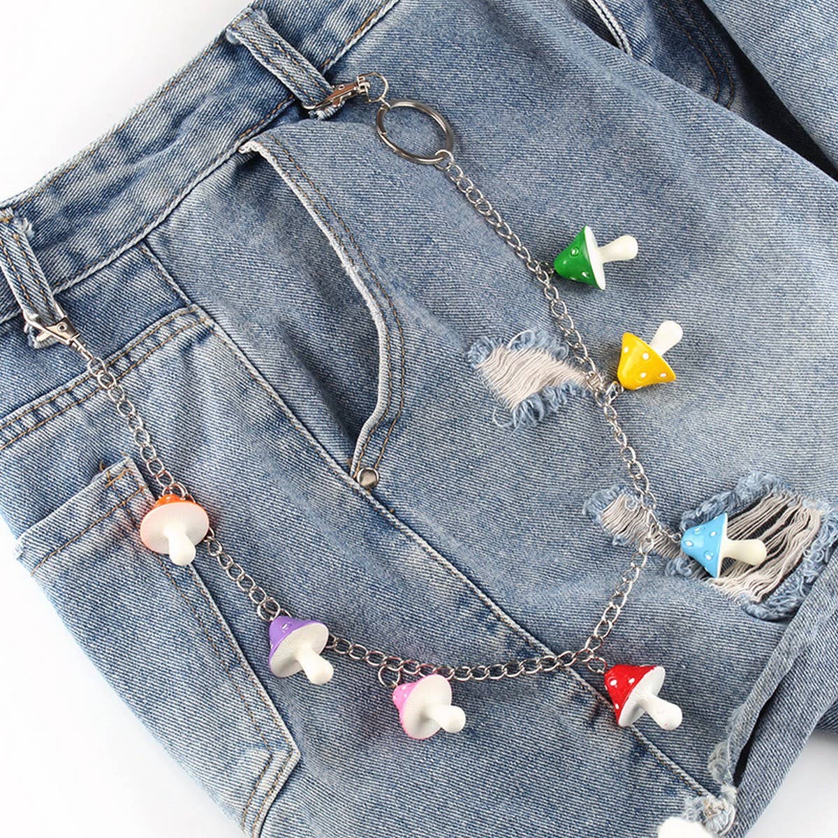 COLORED MUSHROOM HEAD PENDANT PANTS CHAIN