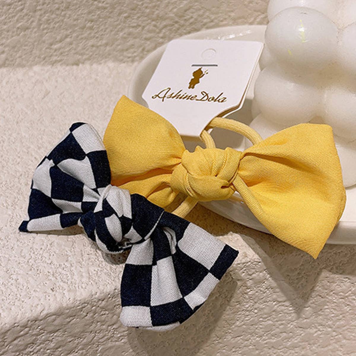NEW CHECKERBOARD BOW HAIR ROPE_CWAHA0757