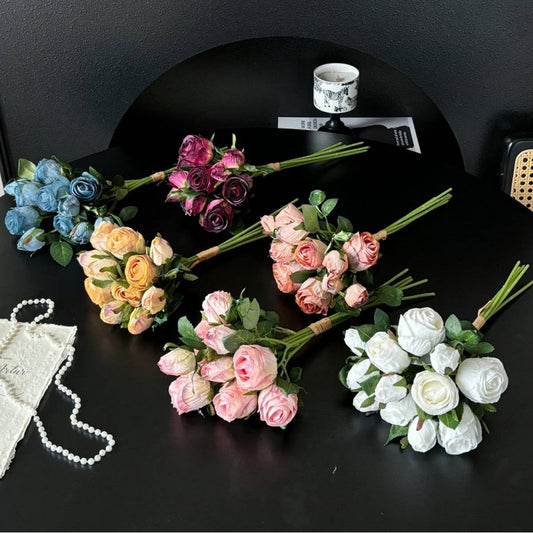 Vintage 2-Head Burnt Edge Mini Rose Bouquet