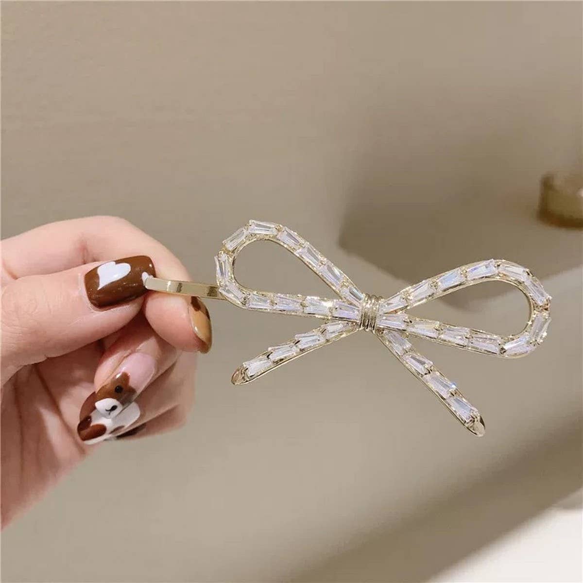 Rhinestone Bow Hair Pin for Girls or Ladies