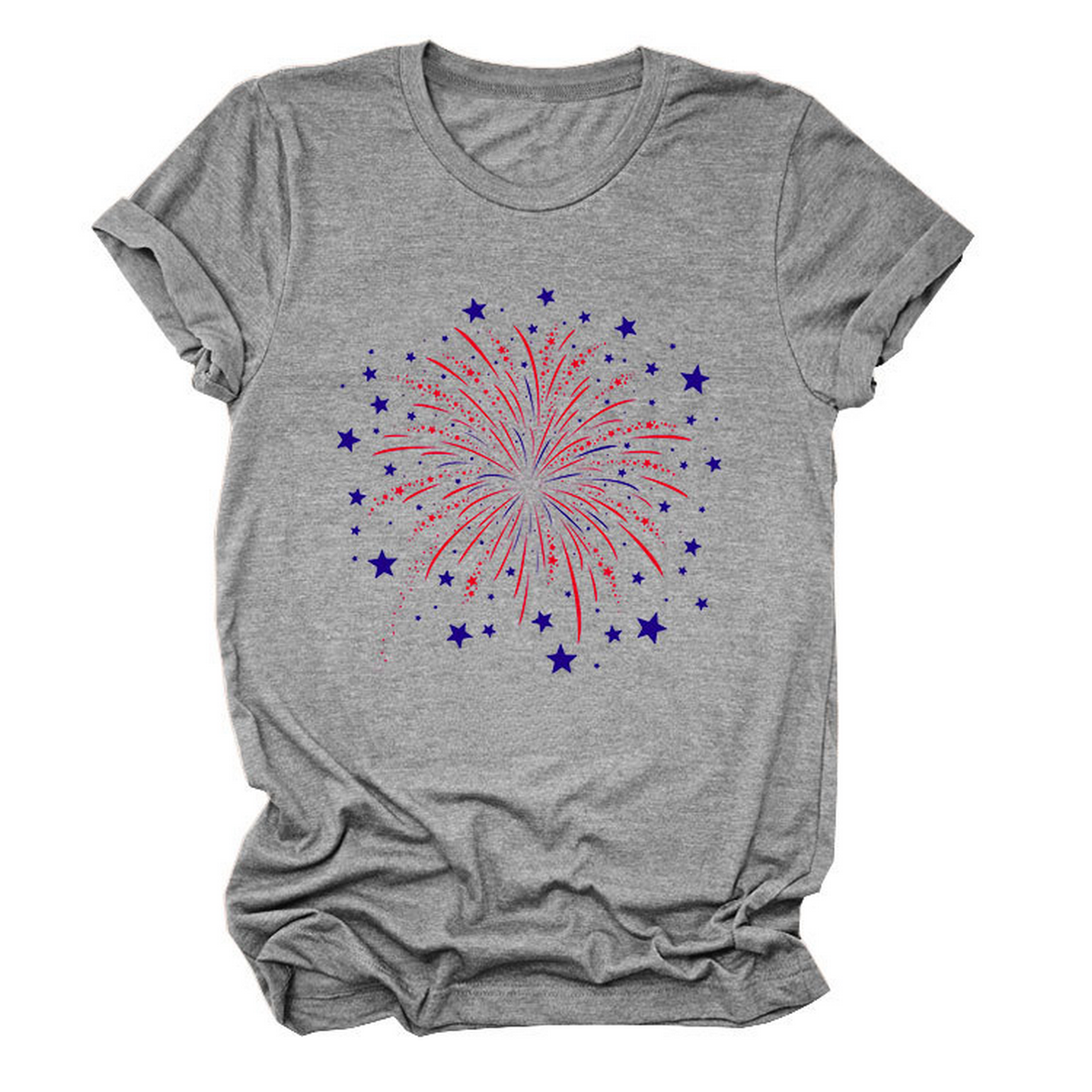 Trendy Loose Star Fireworks Graphic Tee for Women