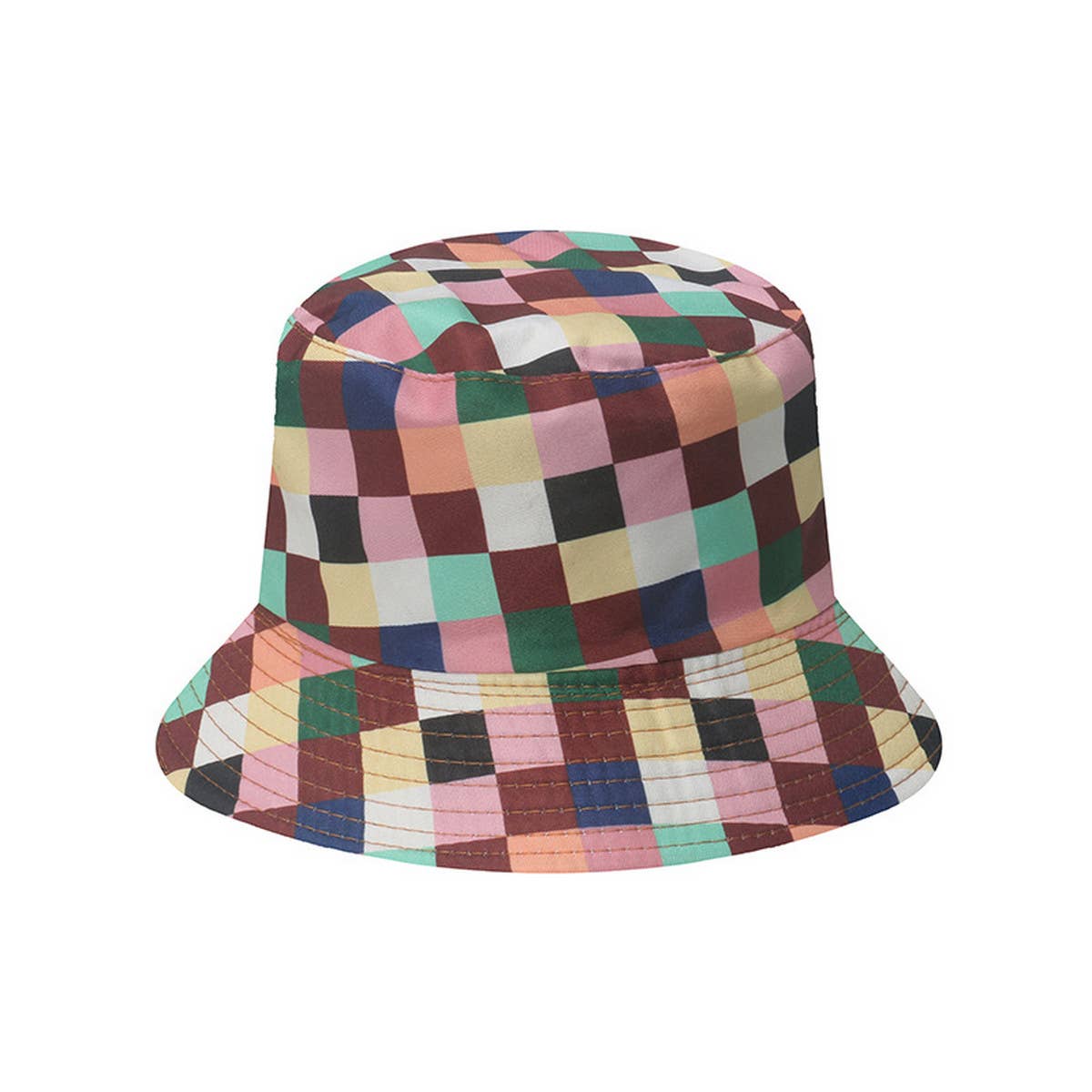 NEW COLORFUL PLAID DIAMOND PRINT BUCKET HAT_CWAH1567