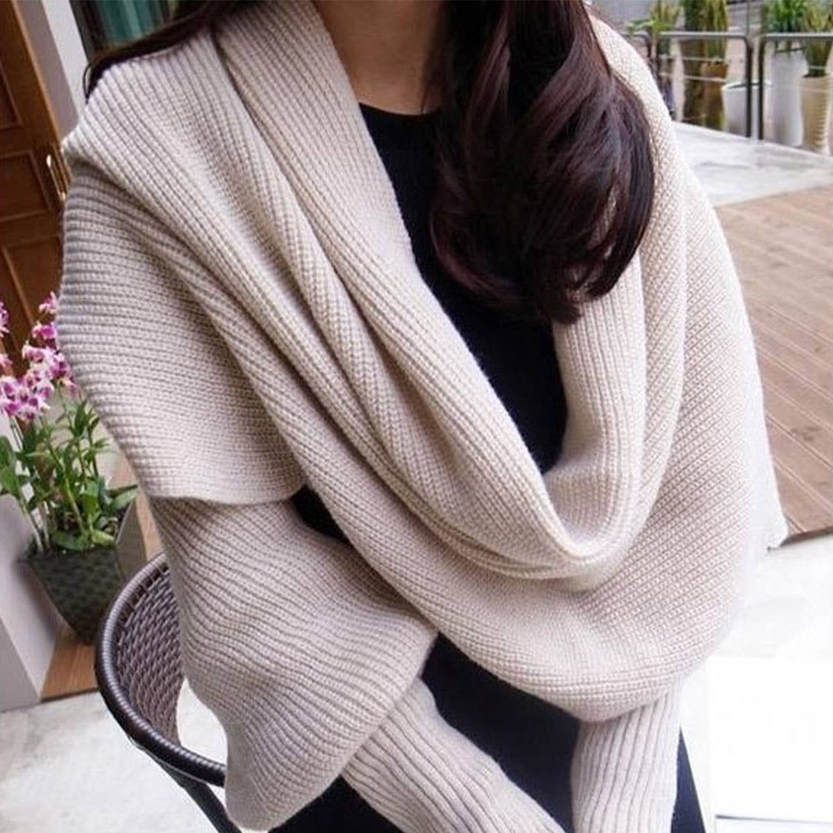 Knitted Sleeve Scarf Shawl for Men & Women Winter