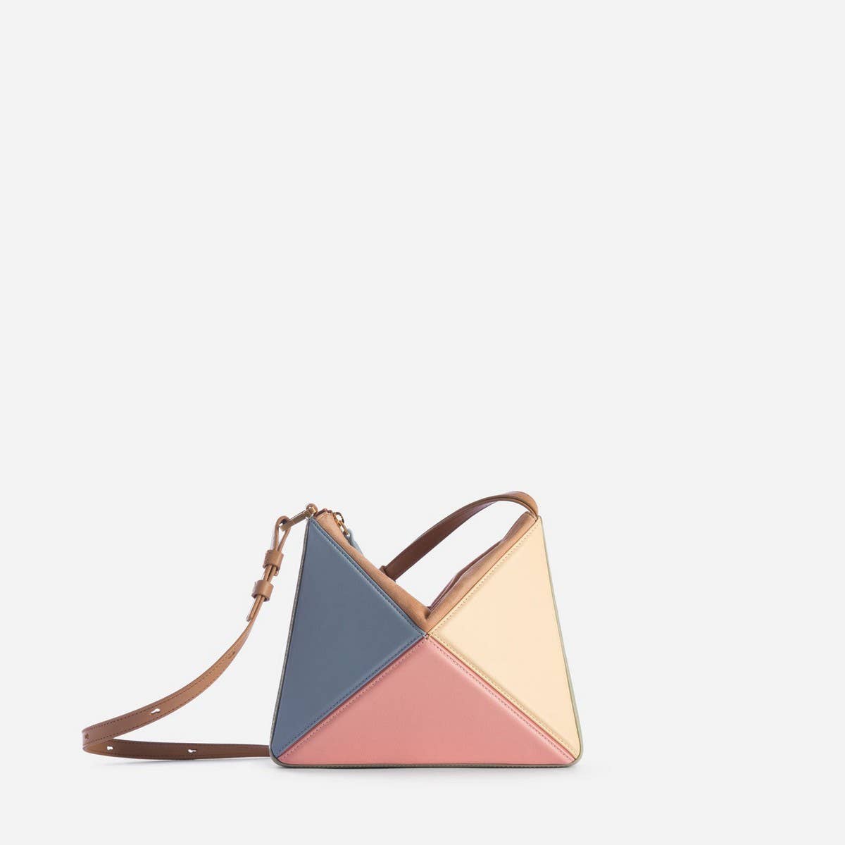 TRIANGULAR RHOMBUS STITCHING FOLDING SHOULDER BAG_CWAB1933
