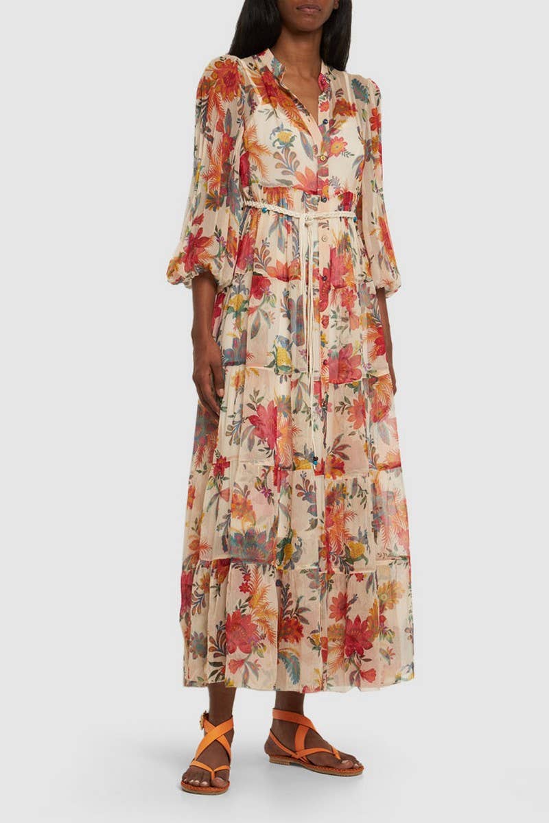 CWDMD5748_FASHION PRINTED CASUAL LACE-UP DRESS