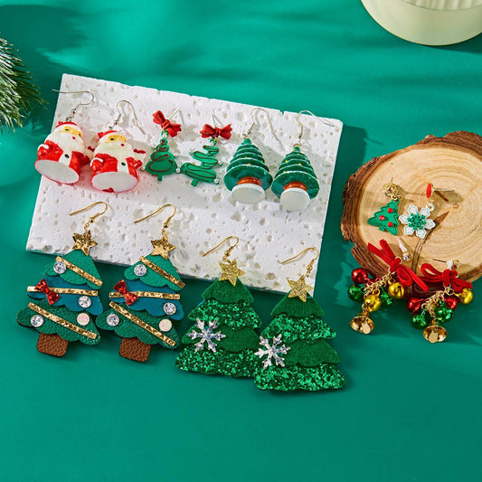 CHRISTMAS TREE SNOWFLAKE EARRINGS