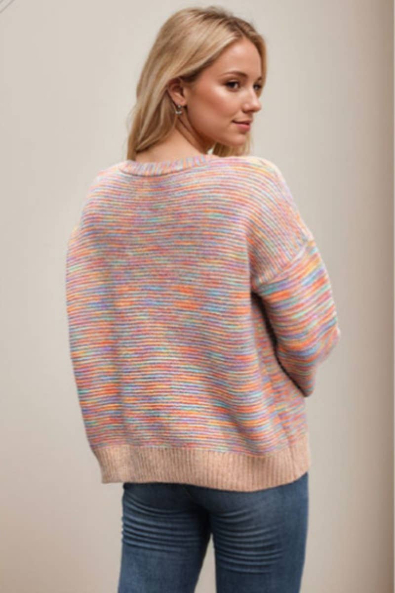 CWOCAL2209_V-NECK BUTTON LONG-SLEEVED SWEATER CARDIGAN